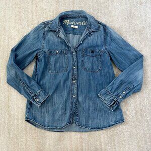 Madewell Chambray Denim Button Up Shirt Top S Blue